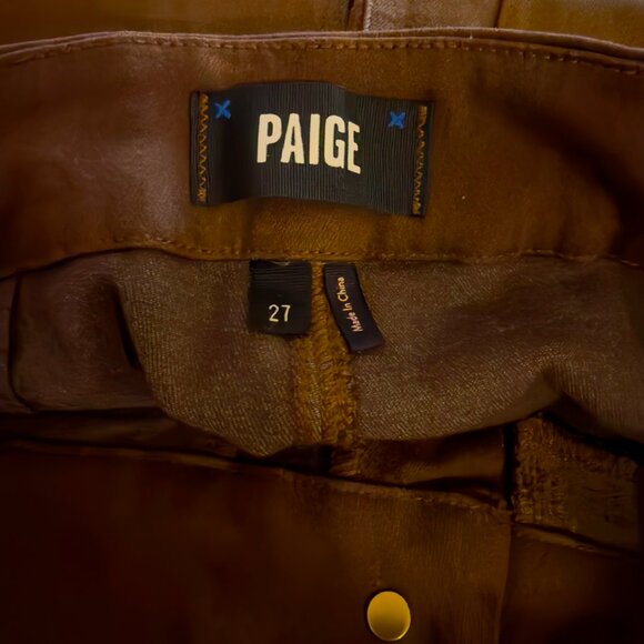 PAIGE Chocolate Shimmer Manhattan High-Rise | Size 27 & Tall Inseam - Picture 3 of 14